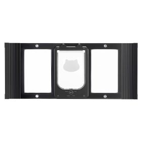 Cat Door for Window, Adjustable to Fit Window Width 31"-36", 4 Secure Lock Modes, Aluminum Frame and High-Transparency Glass, Magnetic Closure