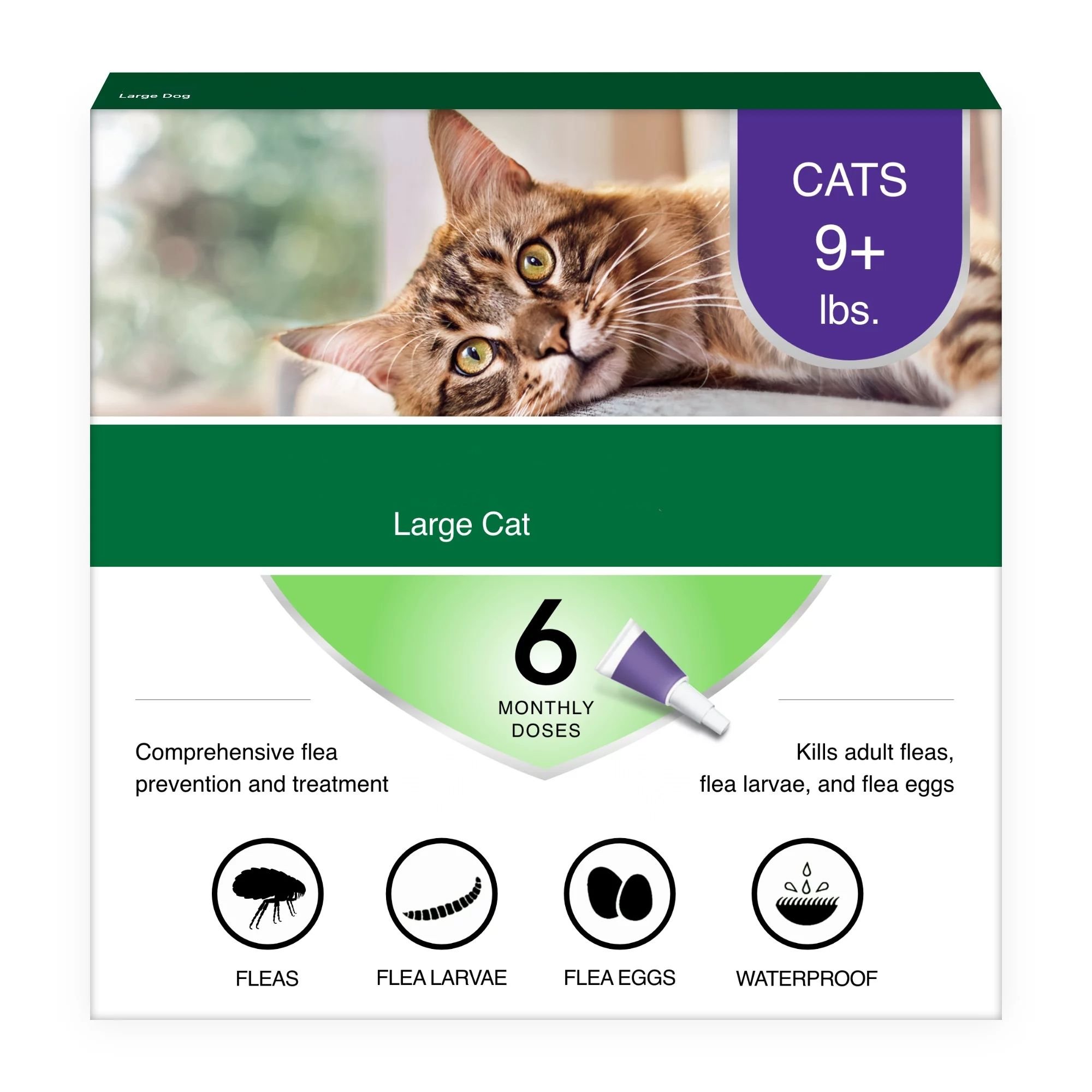 Vet-Recommended Flea Prevention for Large Cats +9 lbs; 6 Monthly Treatments