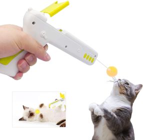 Teaser Cat Gun, Interactive Cats Toy, Cat Funny Gun Toy with Feather Wand and Cat Ball Toy, Kitten Exercise & Entertainment Indoor Cats Nip IQ To (Color: yellow)