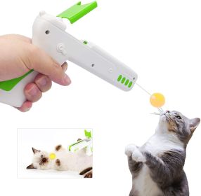 Teaser Cat Gun, Interactive Cats Toy, Cat Funny Gun Toy with Feather Wand and Cat Ball Toy, Kitten Exercise & Entertainment Indoor Cats Nip IQ To (Color: green)