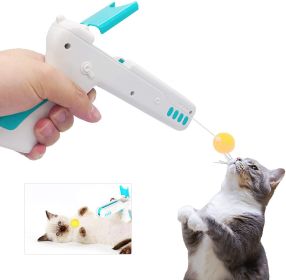 Teaser Cat Gun, Interactive Cats Toy, Cat Funny Gun Toy with Feather Wand and Cat Ball Toy, Kitten Exercise & Entertainment Indoor Cats Nip IQ To (Color: Blue)