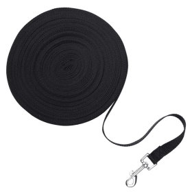 Dog Leash Long Obedience Recall Foot Feet Training Lead 6/15/23/33/50/100 FT (Color: Black, Length: 15 FT)