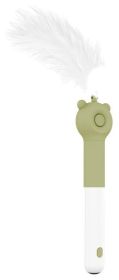 Pet Life 'KITIQUE" 3-in-1 Retractable and Extendable Feathered and Laser Wand Kitty Cat Teaser (Color: green)